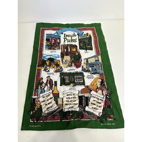 Vintage Tea Towel Traditional Irish Pubs - Picture 1 of 6